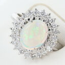 【ソーティング】PT900 オパール付ダイヤモンドリング OP0.97ct D0.44ct 約5.7g/約6号 プラチナ/platinum 遊色 OP ホワイト レディース ギフト プレゼント 贈り物 お祝い【中古】h◆
