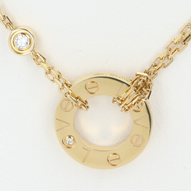 ■カルティエ【Cartier】K18YG LOVE ダイヤモンドネックレス　約6.3g/約40cm イエローゴールド 2Pダイヤモンド 一粒 ひとつぶ ブランド ギフト プレゼント 贈り物 お祝い【中古】hのサムネイル