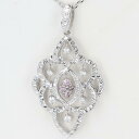 K18WG ダイヤモンドデザインネックレス D0.26ct/D0.44ct 約50cm/約12.9g 透かしデザイン フラワーモチーフ/花 ホワイトゴールド 豪華 ギフト プレゼント 贈り物 お祝い【中古】h(4)