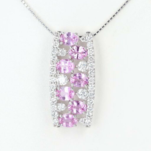 K18WG ピンクサファイア・ダイヤモンドネックレス PS1.39ct/D0.56ct デザインネックレス レディース/女性 ギフト プレゼント【中古】h K18WG ピンクサファイア・ダイヤモンドネックレス PS1.39ct/D0.56ct デザインネックレス レディース/女性 ギフト プレゼント【中古】h