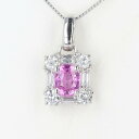 PT900/850 ピンクサファイア・ダイヤモンドネックレス 約45cm/約3.7g オーバル サファイア プラチナ/platinum 女性 レディース ギフト...