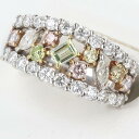 K18YG/Pt900 ダイヤモンドコンビリング D1.96ct 約10.1g/約11号 イエローゴールド platinum/プラチナ ダイヤモンド マーキス エメラルドカット デザイン 指輪 レディース/女性【中古】h(4)