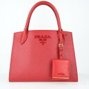 プラダ【PRADA】1BA155 モノクローム レザー ハンドバッグ ショルダーストラップ欠品 赤/レッド系 レディース/女性 ゴールド金具 ブランド ギフト プレゼント 贈り物 お祝い【中古】h(4)