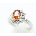 【ソーティング】PT900 オレンジガーネット・ダイヤモンド付リング G1.088ct D0.494ct 約5.7g/約9号 ヘソナイト プラチナ レディース ギフト プレゼント 贈り物 お祝い【中古】a土浦◆