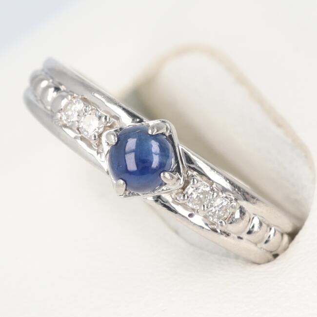 PT850 サファイア・ダイヤモンドリング S0.46ct/D0.07ct 約4.3g/約11.5号 platinum プラチナ 指輪 レディース 女性 ギフト プレゼント 贈り物 記念日【中古】h