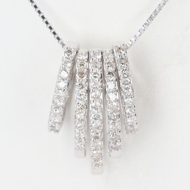 K18WG ダイヤモンド付ネックレス 約45cm/約5.6g ジュエリー ホワイトゴールド 豪華 ギフト プレゼント 贈り物 お祝い【中古】h