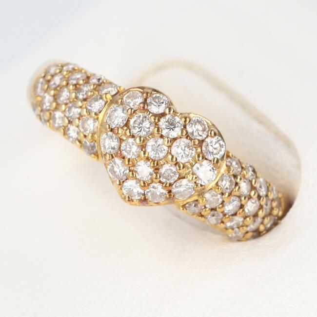 【中古】K18YGダイヤモンド付ハ...