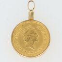 K24/K18YG 1/2OZ エリザベスコイントップ ペンダントトップ 金貨 総重量約17.7g ナゲット金貨 Gold イエローゴールド メンズ/男性 レディース/女性 ギフト プレゼント 贈り物 お祝い【中古】h