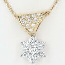 K18YG/PT900 フラワーモチーフ ダイヤモンドネックレス D1.07ct 約45cm/5.1g ジュエリー コンビ イエローゴールド プラチナ/plat...