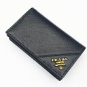 プラダ【PRADA】2MC122 サフィアーノ カードケース サフィアーノ メタル カード入れ 名刺入れ ブラック/黒/NERO メンズ/男性 ギフト プレゼント お祝い【中古】h