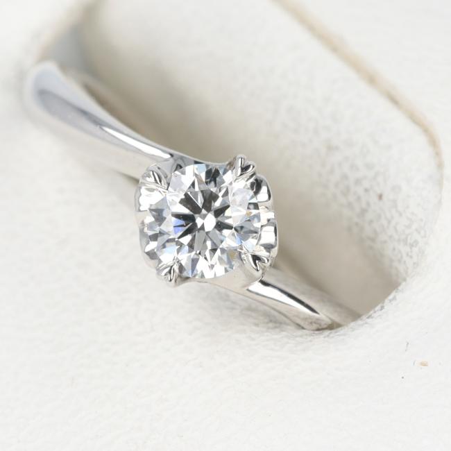 PT900 一粒ダイヤモンドリング D0.254ct 約6号/約3.1g VVS1-EXCELLENT 青石0.03ct デザイン プラチナ/Platinum ゴージャス 女性/レディース ギフト プレゼント 贈り物 お祝い【中古】h(4)