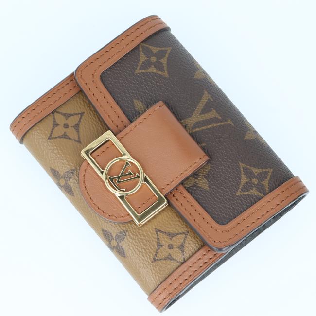 ルイヴィトン【LOUIS VUITTON】M68725 ポルトフォイユ ドーフィーヌ モノグラム リバース ブラウン ゴールド金具 お財布 ウォレット レディース/女性 ギフト プレゼント お祝い ブランド【中古】h