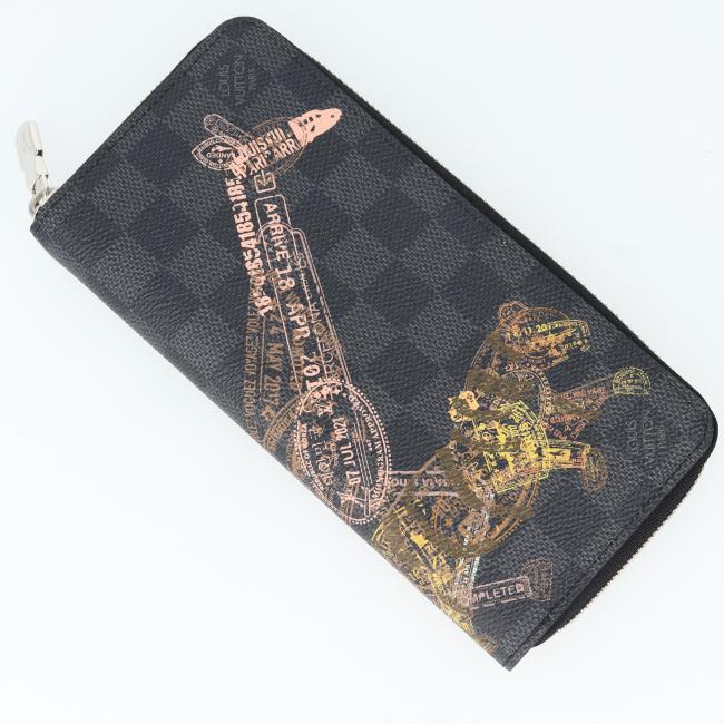 ルイヴィトン【LOUIS VUITTON】 N64606 ジッピーウォレット ダミエグラフィットスタンプ ラウンドファスナー animal/アニマル イニシャル入り 長財布 メンズ/男性 ユニセックス 長財布 ギフト プレゼント お祝い【中古】h