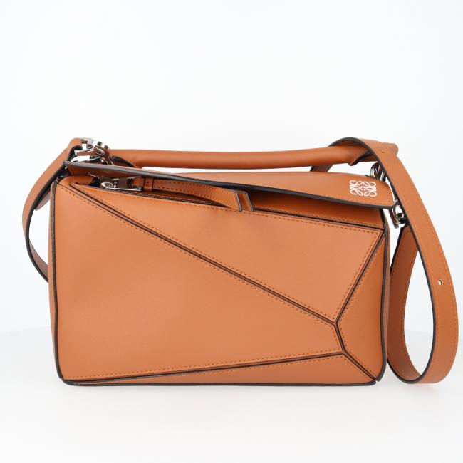 ロエベ【LOEWE】322.30.S21 PUZZLE BAG SMALL/パズル バッグ スモール バショルダーッグ クラシックカーフ TAN/ブラウン シルバー金具 レディース/女性 ブランド【中古】h