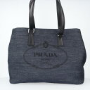 プラダ【PRADA】1BG356 ロゴジャガード トート デニム レザー トートバッグ レディース/女性 ネイビー シルバー金具 ギフト プレゼント ブランド【...