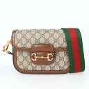 グッチ【GUCCI】658574 ロゴ ホースビット 1955 レザー GGスプリームキャンバス ショルダーバッグ ブラウン/ベージュ ブランド ゴールド金具 ...