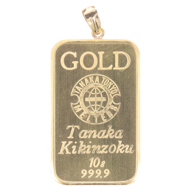 K24/K18YG TANAKA KIKINZOKUインゴット付ペンダントトップ 総重量約10.2g インゴット10g FINE GOLD イエローゴールド 田中貴金属 999.9 メンズ/男性 レディース/女性 ギフト プレゼント 贈り物 お祝い【中古】tのサムネイル