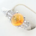 【ソーティング】PT900 ファイヤーオパール付ダイヤモンドリング OP1.08ct/D0.18ct 約4.6g/約11号 プラチナ/platinum 遊色 OP オレンジカラー レディース ギフト プレゼント 贈り物 お祝い【中古】h◆