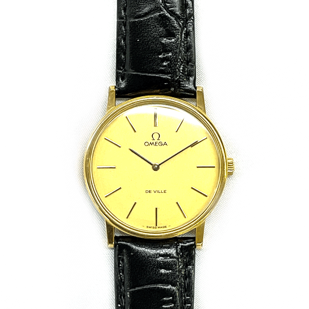 N【中古】【OMEGA】 オメガ 　デビル　手巻き　810159　腕時計 　GP×レザー　イエローゴールドカラーケース×文字盤×ブラックベルト（社外品）ブランド時計　ビジネス腕時計　質屋かんてい局那須塩原店 ★3100005-108n その1