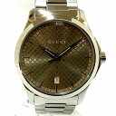 O【GUCCI】 YA1264053 　Gタイムレス 　クオーツ　電池　メンズ 腕時計 　お洒落　シンプル　　人気ブラウン文字盤　茶【グッチ】【かんてい局小山店】31002179318-4o-f