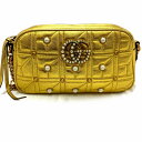 O【GUCCI】チェーンショルダーバック ショルダーバッグ 447632 GGマーモント 斜め掛け パール ゴールド レザー 女性 レディース 可愛い 中古 特...