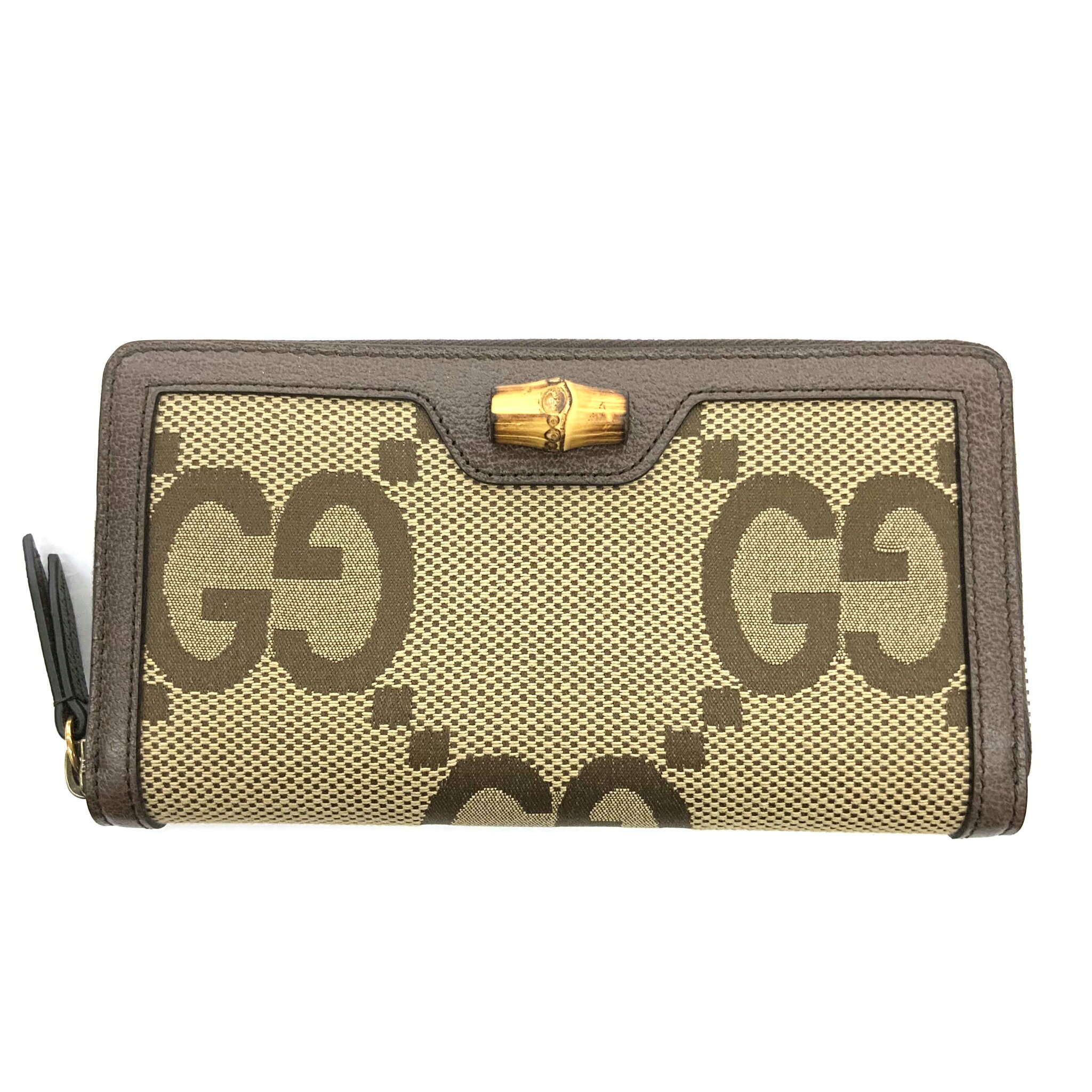 O【GUCCI】ラウンドファスナー長財布 65834 ジャンボGG バンブー レザー ブラウン 財布 男性 女性 メンズ レディース 【グッチ】【質屋かんてい局小山店】31015619318-40o-y