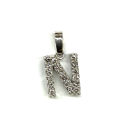 N 【中古】【K18WG】Nペンダントトップ 総重量約2.4g K18WG D0.36ct ホワイトゴールド イニシャル N メンズ レディース ノンブランドア...
