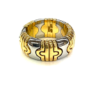 N 【中古】【BVLGARI】ブルガリ 750パレンテシリング 約14〜18号 K18YG(750刻印)×ステンレス イエローゴールド×シルバーカラー 幅約1....