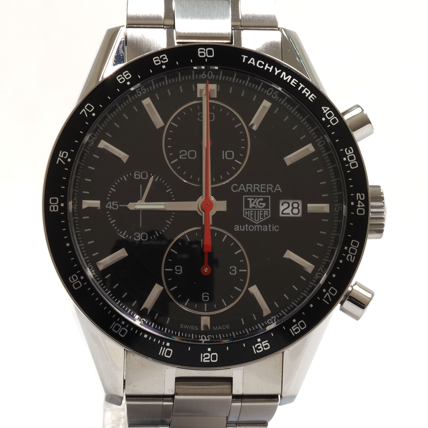 スポーツ N【TAG-HEUER】 タグホイヤー カレラタキメータークロノ　自動巻き　CV2014-0　ステンレス　シルバー×ブラックベゼル/文字盤 　クロノグラフ　デイト　スポーツ　 腕時計 　本体のみ　現状販売　質屋かんてい局那須塩原店 3100008-19n