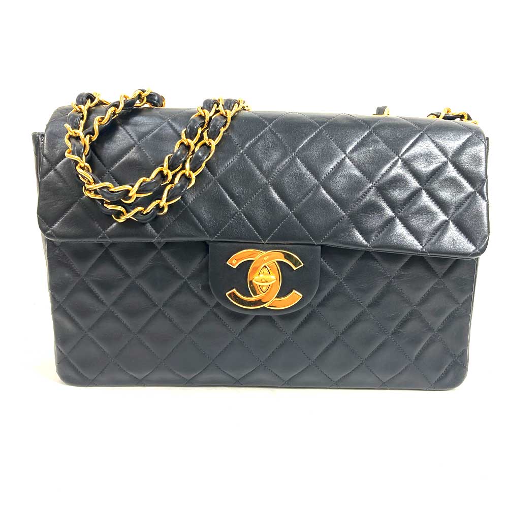 N【中古】【CHANEL】シャネル　デカマトラッセ34　Wチェーンショルダーバッグ　A01094　布袋/ギャラ372****　ラムスキン　ブラック×ゴールド金具　レディース　ブランドバッグ　ヴィンテージ　質屋かんてい局 那須塩原店★3100315-12n 1