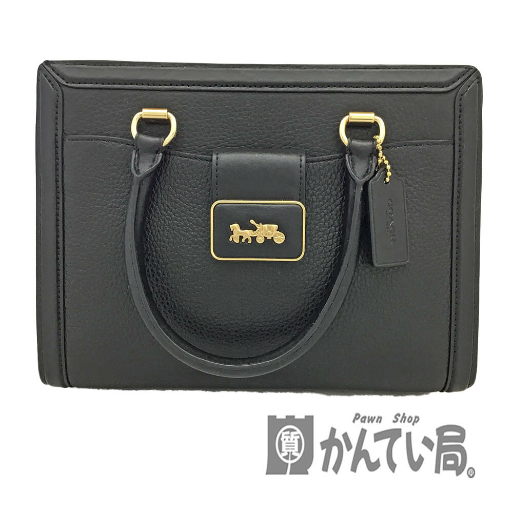 T【COACH】 2wayハンドバッグ　F2281　ショルダーバッグ　レディースバッグ　手持ちバッグ　ブラック　本革　女性　ゴールド金具　ロゴ入り　中古【コーチ】【大特価価格】【かんてい局宇都宮戸祭店】31003199317-20ts