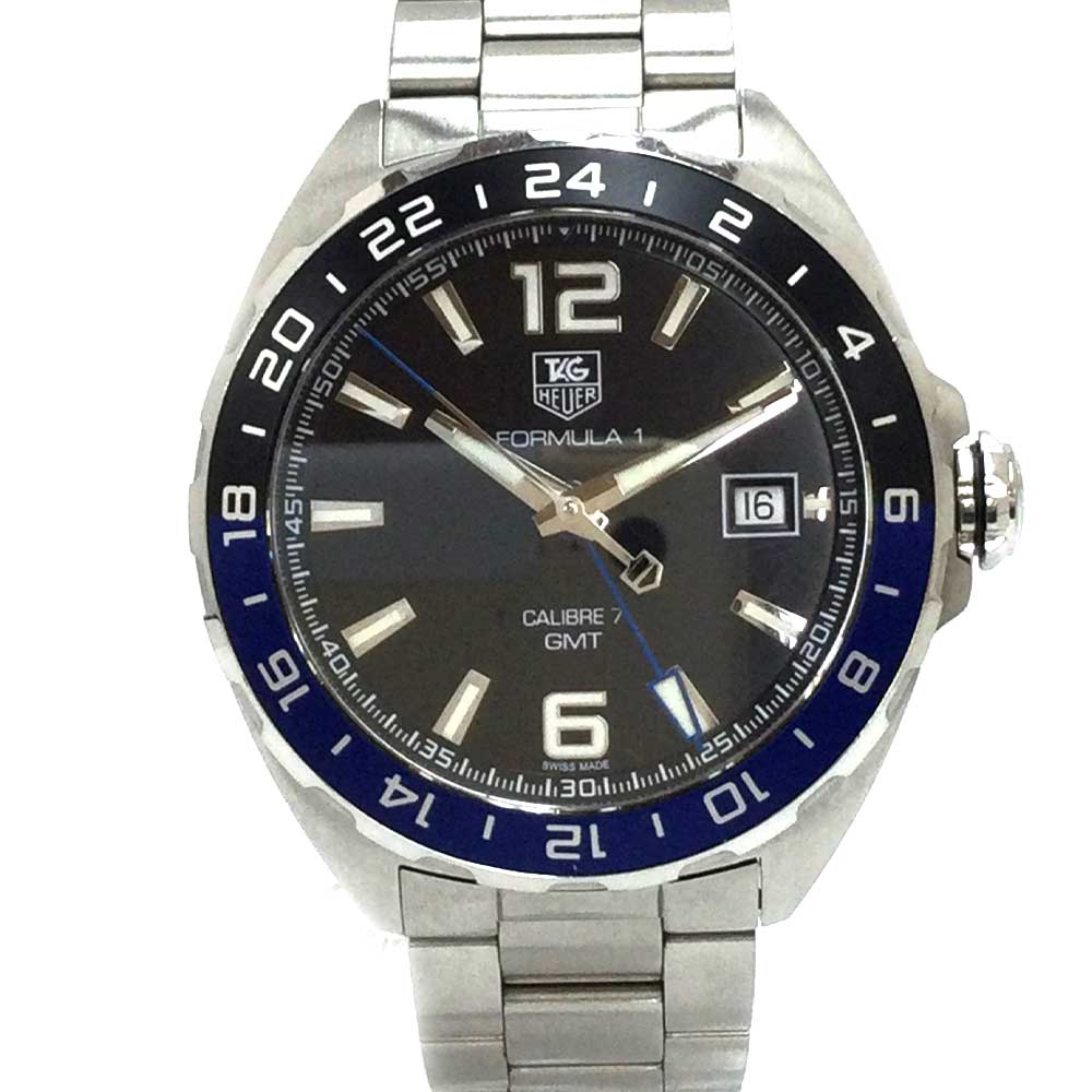 N【中古】【TAG-HEUER】 タグホイヤー フォーミュラ1　キャリバー7　GMT　自動巻　WAZ211ABA0875　 ステンレス　シルバーカラー/ブラック×ブルーベゼル/ブラック文字盤 　外箱/箱　ブランド 腕時計 スポーツモデル　200m防水　 かんてい局那須塩原店★ 3100008-52n