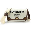 N 【中古】【BURBERRY】バーバリー　ショルダーバッグ　803049　ホワイト×ブラウン　レザー×キャンバス地　ブランドバッグ　レディース　メンズ　布袋付属　かんてい局那須塩原店★3100444-16n