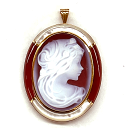 N【K18】カメオブローチ&ペンダントトップ 総重量約5.7g 約W4.0cm×H5.0cm 枠/バチカン/K18刻印有 ゴールド ボルドー×ホワイト レデ...