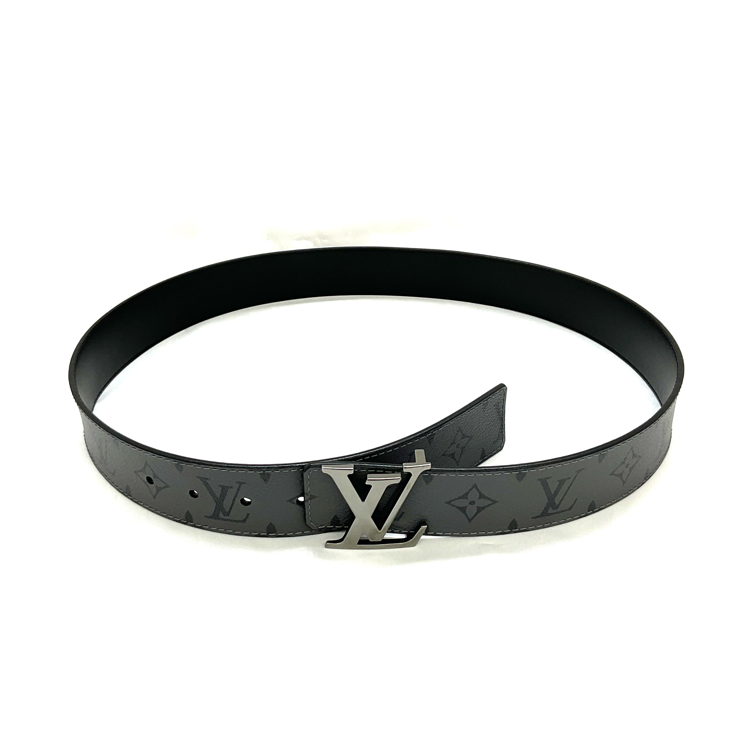 N【LOUIS VUITTON】ルイヴィトン　LVイニシャル40MM　ベルト　M0285U　ウエスト約85～95cm　モノグラムエクリプス×カーフレザー　グレー×ブラック　メンズ　ブランドベルト　質屋かんてい局那須塩原店★3102689-63n
