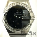 T【OMEGA】コンステレーション　CONSTELLATIO?N　24MM　123.15.24.60.01.001 ステンレス ダイヤモンドベゼル レディース時計　黒文字盤　ブラックダイアル　キャリバー1376　クォーツ　100m防水【オメガ】【大特価価格】【かんてい局宇都宮戸祭店】22-2463tm