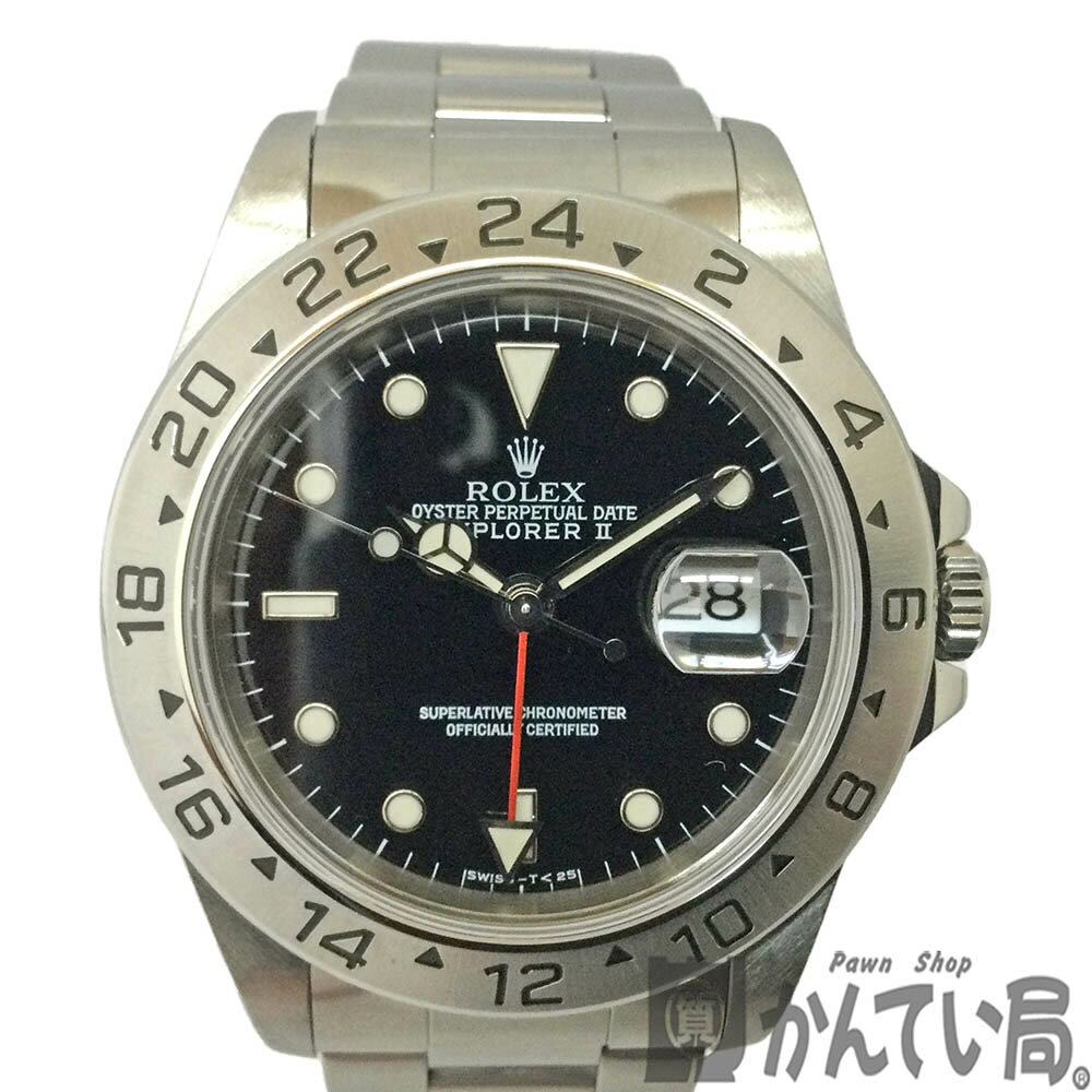 T【ROLEX】エクスプローラー2　16570　T番　1996年頃製造　ブラック文字盤　メンズ　SS　ステンレス　自動巻　オーバーホール済　仕上げ済　ギャラ有　外箱有　箱有　13コマ　日差+6秒　100M防水 GMT【ロレックス】【かんてい局宇都宮戸祭店】31000049317-20t-h