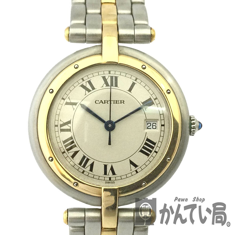 パンテール T【CARTIER】パンテール ヴァンドームMM　W25030B6　1ロウ　アイボリー文字盤 K18　YG 　ステンレス　クオーツ　コンビ 現状販売　ギャラ無し　ボーイズ　男女兼用　ユニセックス　デイト表示　本品のみ【カルティエ】【かんてい局宇都宮戸祭店】31000070317-5th