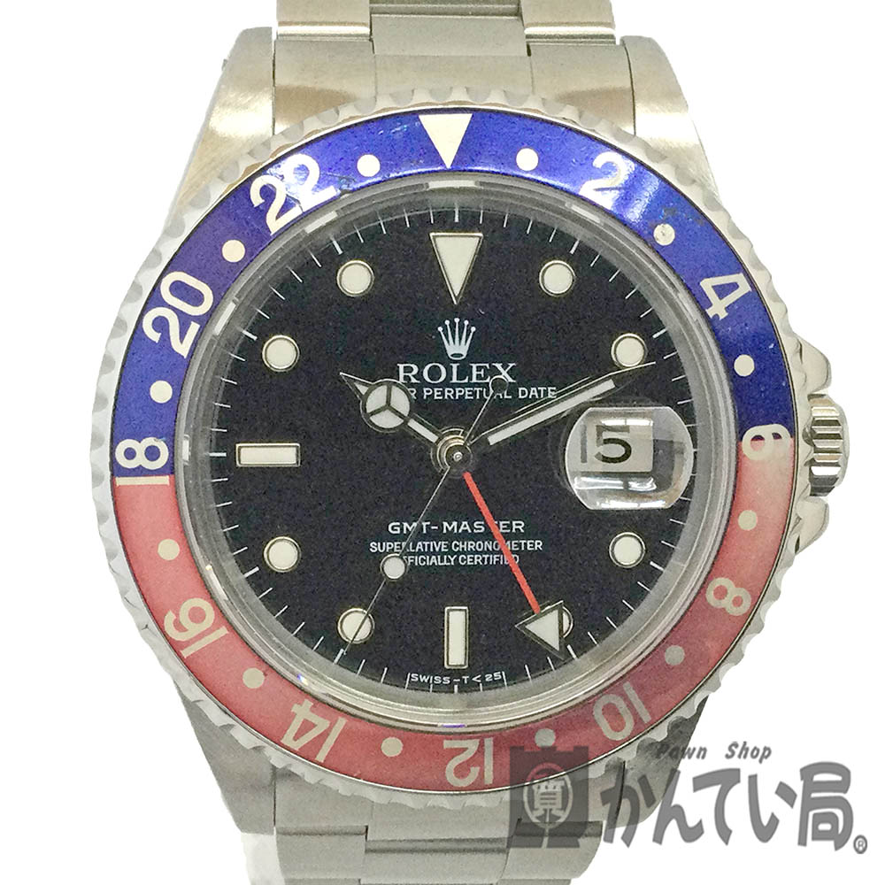 T【ROLEX】GMTマスター　16700　ペプシ　青　赤　ステンレスチール　S番1993年頃製造　タイミング調整済　仕上済　自動巻　オートマティック　メンズ　男性　希少　カッコイイ　送料込み　特別価格　お買得　中古【ロレックス】【かんてい局宇都宮戸祭店】31000049315-73t-ht