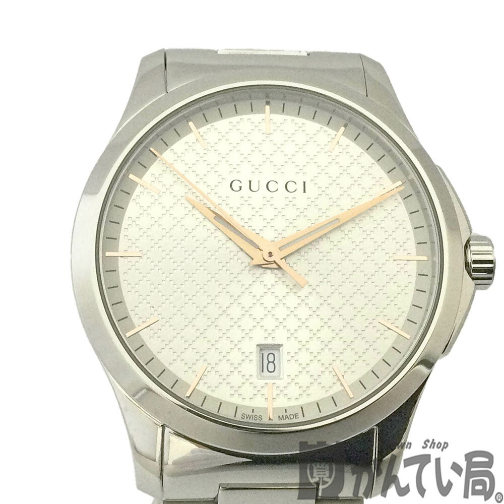 T【GUCCI】Gタイムレス　YA1264052　クォーツ　電池　日常生活防水　ステンレス　SS　シルバー文字盤　時計　ウォッチ　男性　メンズ　中古【グッチ】【かんてい局宇都宮戸祭店】31000119317-4t-h