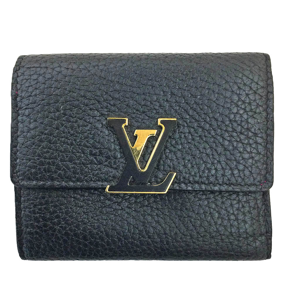 T【LOUIS VUITTON】【ルイ ヴィトン】 ポルトフォイユ・カプシーヌ　二つ折り財布　ファスナー小銭入れ　カード入れ有り　札入れ有り　レディース　ブラック　ピンク　M68587　革【大特価価格】【かんてい局宇都宮戸祭店】31018979317-67tn