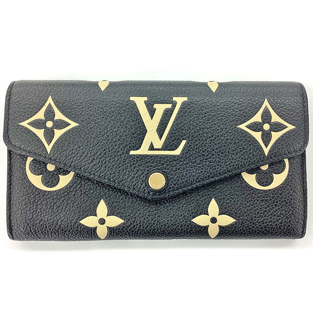 【K】【LOUIS VUITTON】ポルトフォイユ・サラ　M80496　モノグラム　アンプラント　バイカラー　黒　ベージュ　長財布　ボタン式　小銭入れ　レディース　女性　シンプル　財布　定番　男性　ユニセックス【ルイ ヴィトン】【質屋かんてい局鹿沼店】31018979310-272k