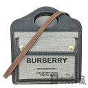 K　BURBERRY　ミニトイカラー　ポケットバッグ　80393631　布袋　ショルダーストラップ　レザー　キャンバス　ブラック　ブラウン　グレー　ハンドバッグ　ショルダーバッグ　可愛い　お洒落　2WAY　レディース　バーバリー　中古　質屋かんてい局　鹿沼店　31008969310-6k