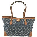 T【GUCCI】 デニムトートバッグ　631685　ネイビー　レザー　ファブリック　GGオフィディア　デニム　肩掛けバッグ　マザーズバッグ　レディース　ロゴ　中古【グッチ】【質屋かんてい局宇都宮戸祭店】31005439317-7tn