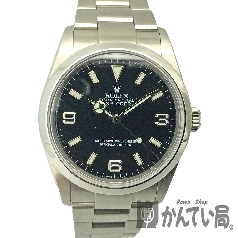 T【ROLEX】エクスプローラー1　114270　Z番　2006年　100M防水　自動巻き　オートマティック　ブラック　黒　探検　冒険　人気　定番　ビジネス　男性　メンズ　送料込み　お買得　中古【ロレックス】【質屋かんてい局宇都宮戸祭店】31000049317-17t-ht