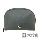 T【COACH】ポーチ　C3489　レザー　ブラック　黒　コスメポーチ　小物入れ　バッグインバッグ　人気　女性　レディース　中古【コーチ】【質屋かんてい局宇都宮戸祭店】31012239317-2t-ht