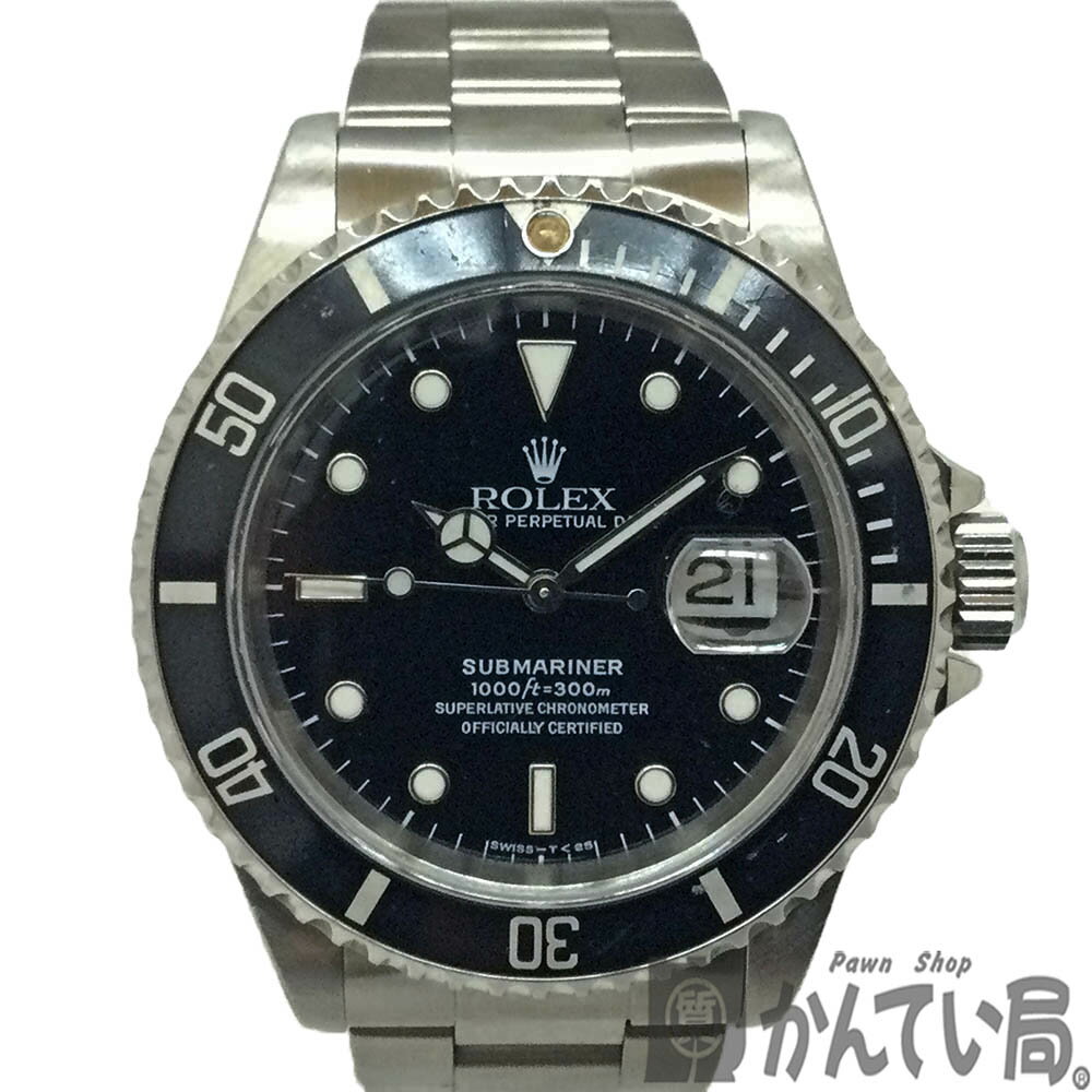 T【ROLEX】サブマリーナーデイト　16610　ブラック文字盤　ステンレス　自動巻　タイミング調整済　仕上済　ダイバーズウォッチ　スポーツモデル　人気　メンズ腕時計　外箱有　ギャラ有　お買得　中古　【ロレックス】【質屋かんてい局宇都宮戸祭店】31000040317-6th