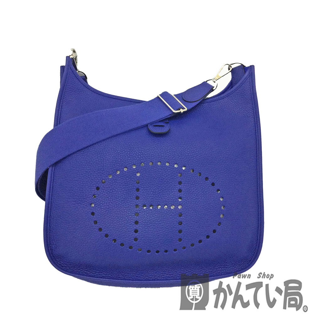 T【HERMES】エブリン3 GM ブルー系 レザー A刻印 シルバー金具 ショルダーバッグ 斜め掛け 女性 レディースバッグ クロスボディバッグ 人気 定番 お買得 送料込 中古【 エルメス】【大特価価格】【かんてい局宇都宮戸祭店】31004299317-3th