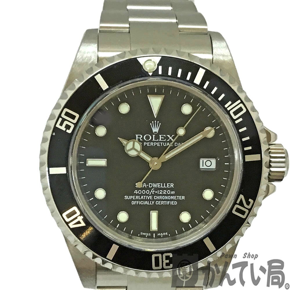 T【ROLEX】シードゥエラー16600　F番　2004年頃製造　1220M防水　仕上済　自動巻き　オートマティック　ステンレス　ブラック文字盤　黒　人気　定番　男性　メンズ　ダイバーズウォッチ 　送料込み　中古【ロレックス】【質屋かんてい局宇都宮戸祭店】31000049317-28th