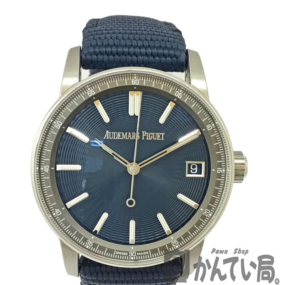 T【AUDEMARS PIGUET】バイオーデマ ピゲ CODE11.59 ステンレス 自動巻 オートマティック ラバー ブルー文字盤 シースルーバック 30m防水 デイト表示 ギャラ 現状販売 送料込 中古【オーデマ ピゲ】【大特価価格】【かんてい局宇都宮戸祭店】31000249317-1th